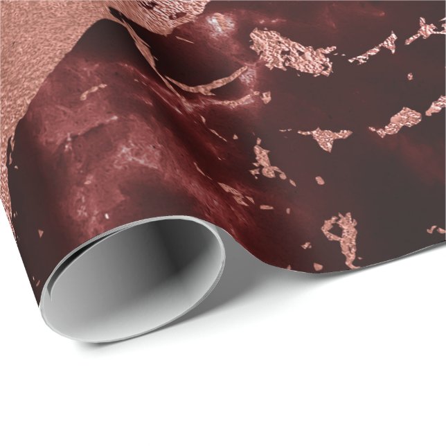 Black Ro Burgundy Red Glam Stone Marble Abstrakt Presentpapper (Rullad Hörn)