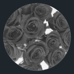 Black Ro Elegant Romantic Bröllop Runt Klistermärke<br><div class="desc">Anpassa med valfri text. Matchande objekt är tillgängliga.</div>