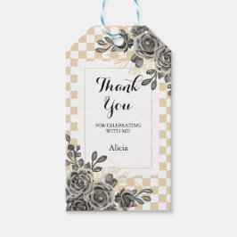 Black Ro Flora Guld & White Checkated Tack Presentetikett