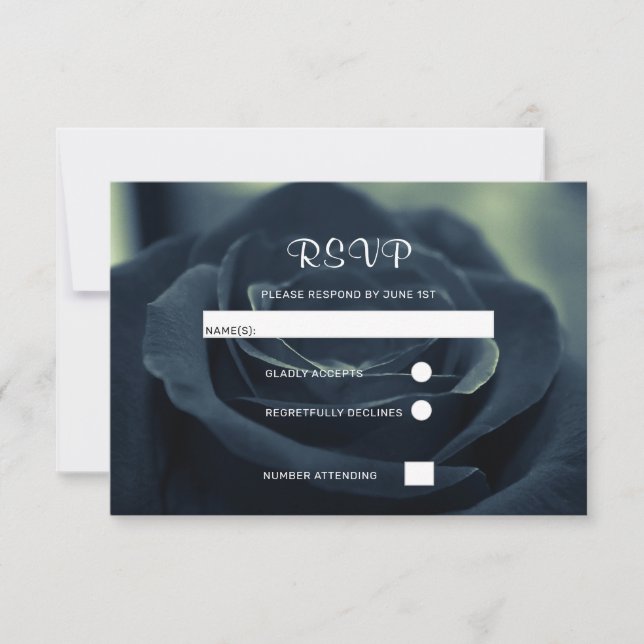 Black Ro Flower Mörk Gothic Vibe Bröllop OSA Kort (Framsida)