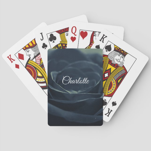 Black Ro Flower Mörk Gothic Vibe Casinokort (Baksidan)