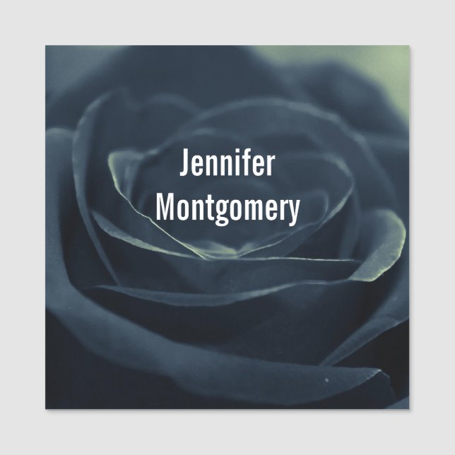 Black Ro Flower Mörk Gothic Vibe Namnbricka (Framsida)