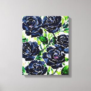 Black Ro Flowers Goth Art Watercolor Painting Canvastryck