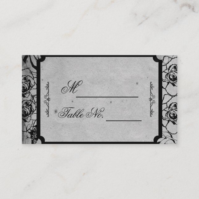 Black Ro Gothic Ram Bröllop Place Card Placeringskort (Framsida)