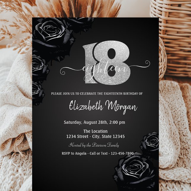 Black Ro gotiic 18:e födelsedagen Inbjudningar (Skapare uppladdad)
