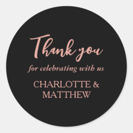 Black & Ro Guld Bröllop Classic Round Sticker Runt Klistermärke