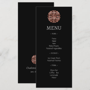 Black Ro Guld Dara Celtic Knot Bröllop Menu Meny