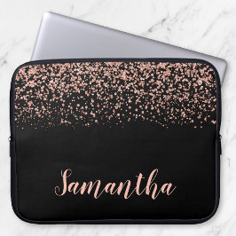 Black Ro Guld Faux Glitter Personlig Laptop Fodral