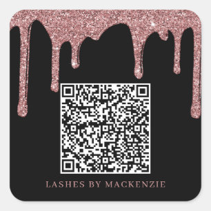 Black Ro Guld Glitter driver QR-koden Business Fyrkantigt Klistermärke