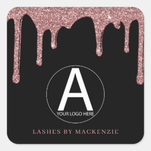 Black Ro Guld Glitter Drives Business Logotyp Fyrkantigt Klistermärke