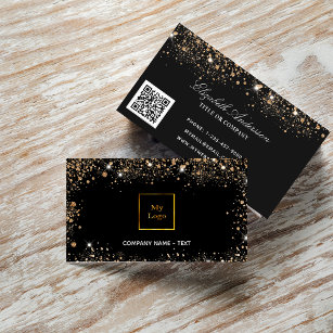 Black ro guld logotyp glitter Stoft elegant QR kod Visitkort