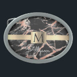 Black & Ro Guld Marble Guld Box, Namn & Monogram<br><div class="desc">Anpassa ditt namn i vitt skript och svart monogram på Guld Box över Black och Ro Guld Marble. Klicka på Redigera med Design Verktyg om du vill ändra färg och skriva stilar.</div>