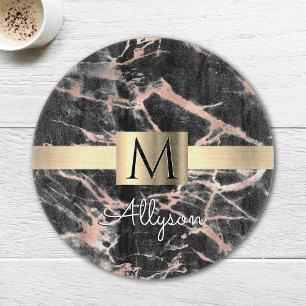 Black & Ro Guld Marble Guld Box, Namn & Monogram