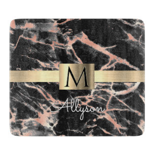 Black & Ro Guld Marble Guld Box, Namn & Monogram