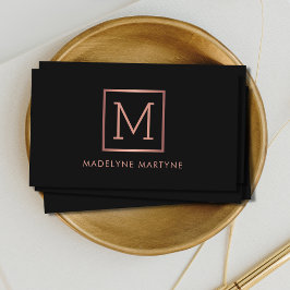 Black Ro Guld Monogram Elegant Visitkort