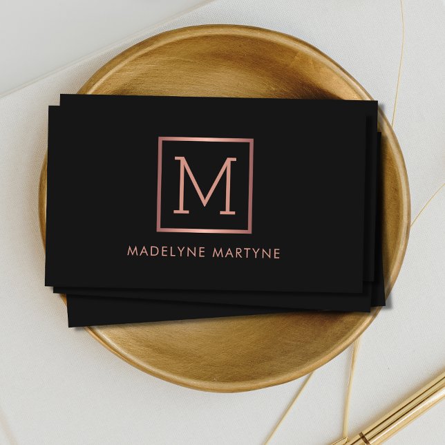 Black Ro Guld Monogram Elegant Visitkort (Skapare uppladdad)