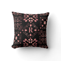 Black Ro Guld Monogram Heart Patchwork Mönster