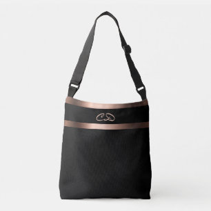 Black ro guld monogram initialer elegant axelväska