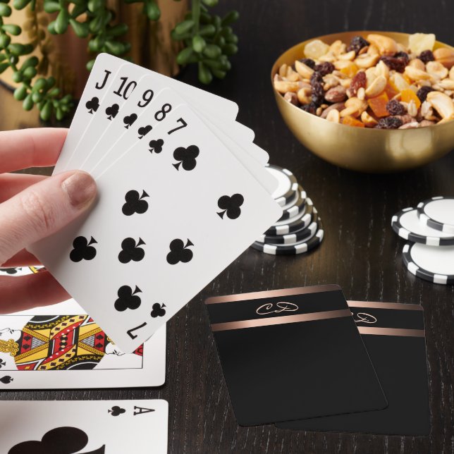 Black ro guld monogram initialer elegant casinokort (På plats)