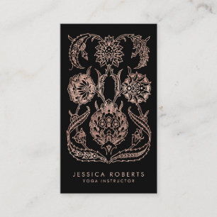 Black Ro Guld Titta Art nouveau Blommigt Mode Visitkort