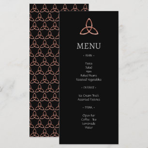 Black Ro Guld Trinity Celtic Knot Bröllop Menu Meny