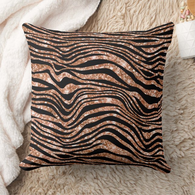 Black Ro Guld Zebra Glitter Kudde (Filt)