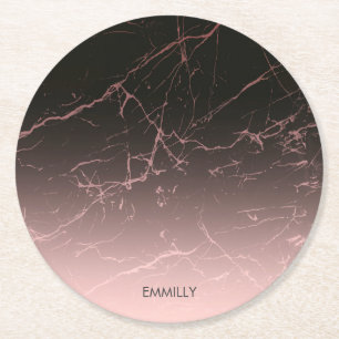 Black Ro Marble Underlägg Papper Rund