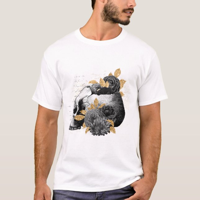 Black Ro med skalle gotiic T-Shirt (Framsida)