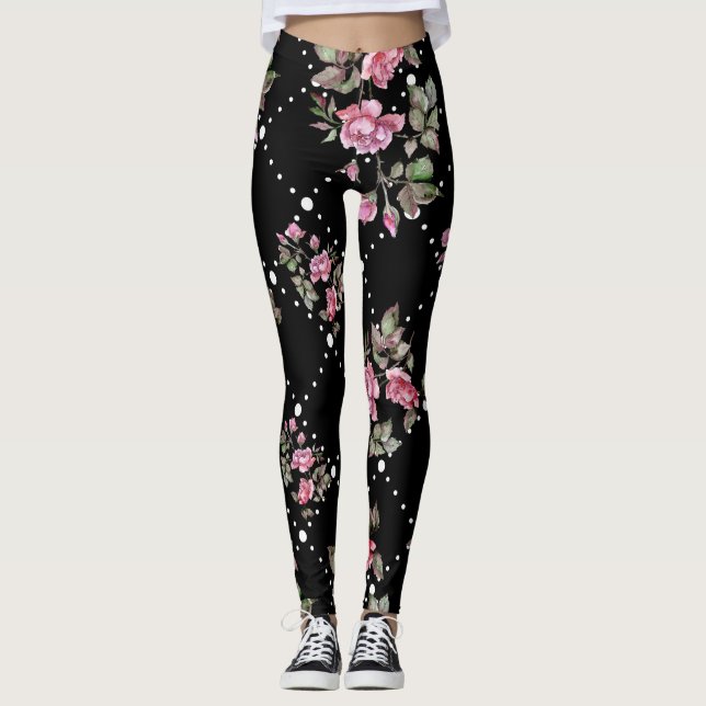 Black Ro Mönster Kvinnors förband Leggings (Framsida)