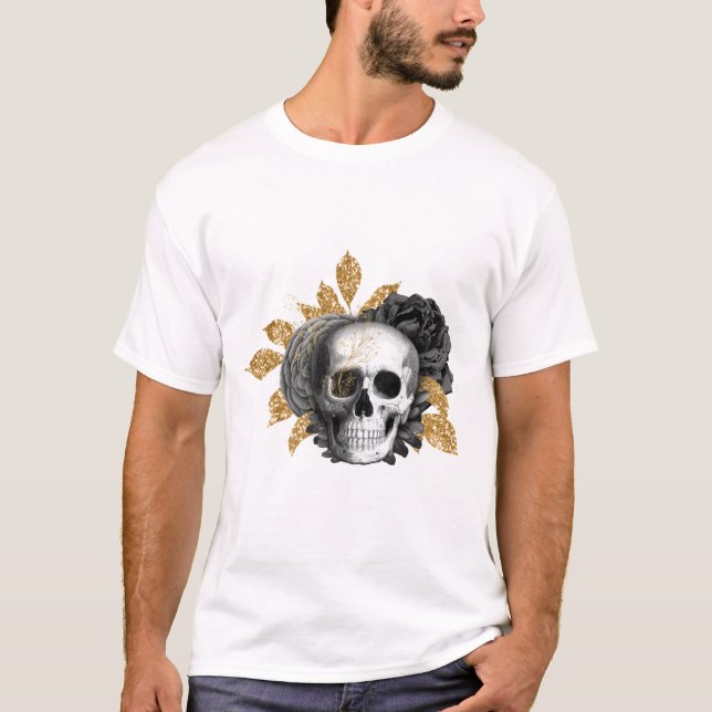 Black Ro och skalle Gothic T-Shirt (Framsida)