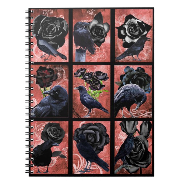 Black ro ravens and kråkas gothic Art collage Anteckningsbok (Framsidan)