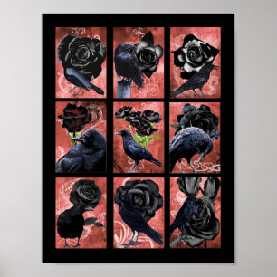 Black Ro Ravens and Kråkas Gothic Art Poster