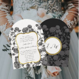 Black Ro Toile Gräns Anpassningsbar Färg Bröllop Inbjudningar