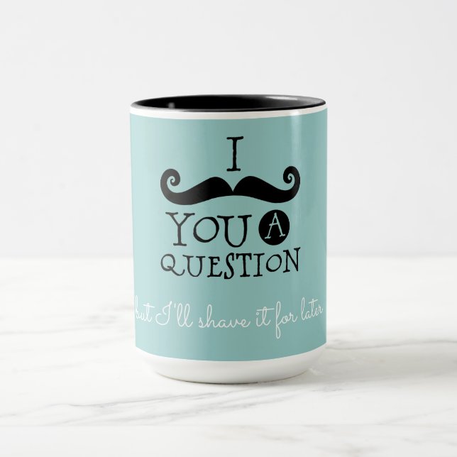 Black Robin Egg Blue Mustache Humor Mugg (Center)