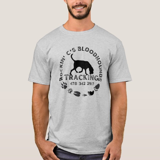 Black Rockin C Bloodhound Grått T-Shirt (Framsida)