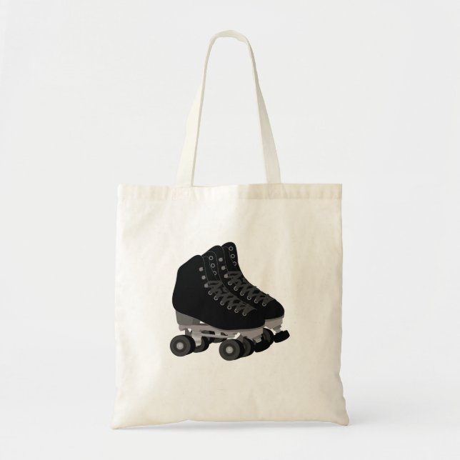 Black Rollerskates Tote Bag Tygkasse (Framsidan)
