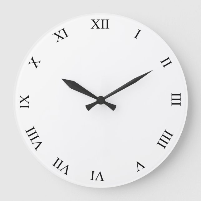 Black Roman Numbers Clock Ansikte Round Clock Cloc Stor Klocka (Framsida)