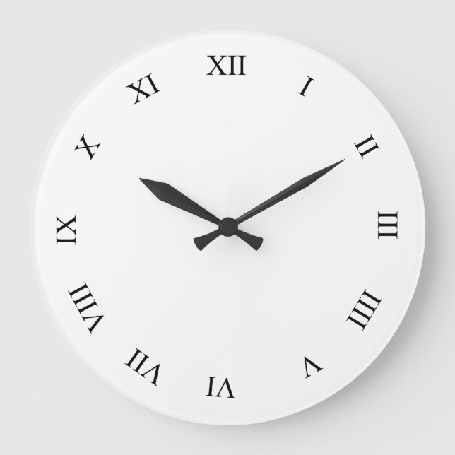 Black Roman Numbers Clock Ansikte Wall Clock Stor Klocka (Framsida)