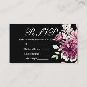 Black Romantic Bloom Blommigt Peony OSA Visitkort