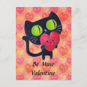 Black Romantic Cat Helg Vykort