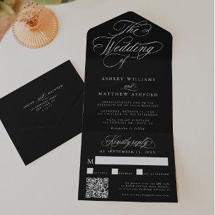 Black Romantic Swirly Calligraphy Bröllop