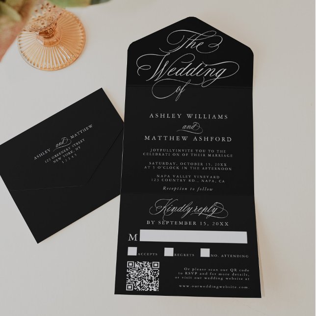 Black Romantic Swirly Calligraphy Bröllop (Skapare uppladdad)