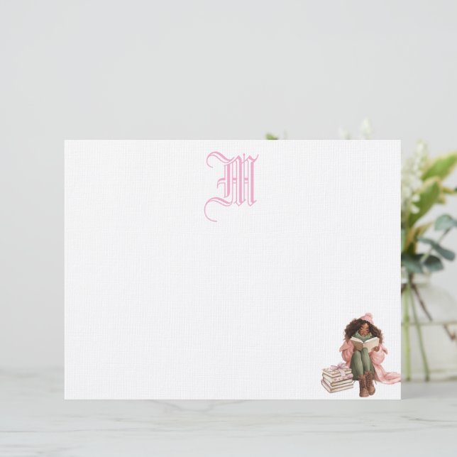 Black Romantik Bok Älskare Personlig Letterhead Brevhuvud (Stående Fram)