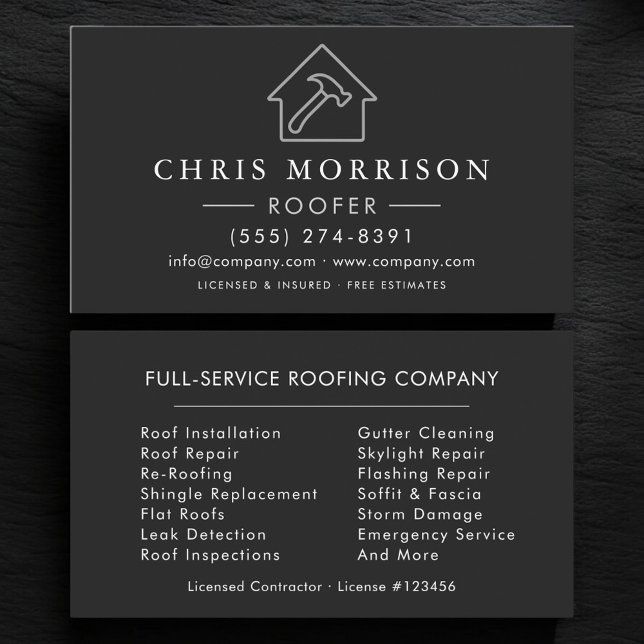 Black Roofing Professional Roofer Visitkort (Skapare uppladdad)