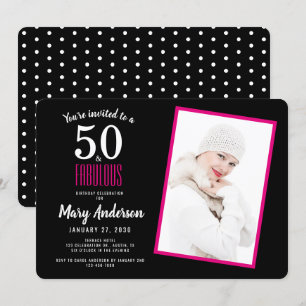 Black Rosa 50 och Fabulous 50:e Födelsedagsfesten Inbjudningar