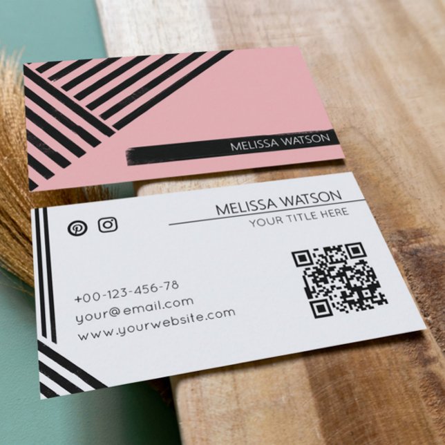 Black & rosa abstrakt linjer feminine urban visitkort (Skapare uppladdad)