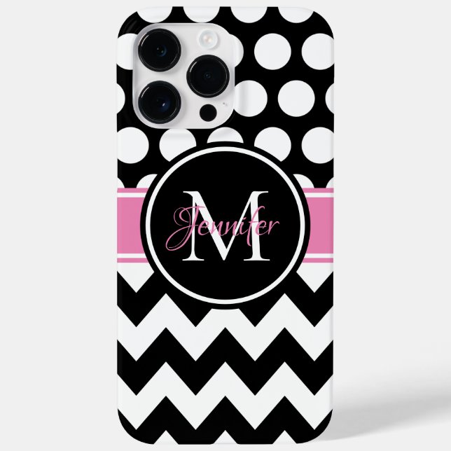 Black Rosa and White Chevron Polka Dot Monogram (Baksida)