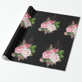 Black Rosa Blommigt BIRTHDAY BRÖLLOP WRAP Presentpapper