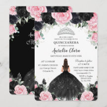 Black Rosa Blommigt Princess Gown Silver Quinceañe