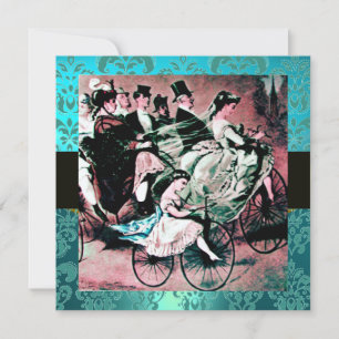 BLACK ROSA BLUE BICYCLE BRÖLLOP DAMASK MONOGRAM INBJUDNINGAR